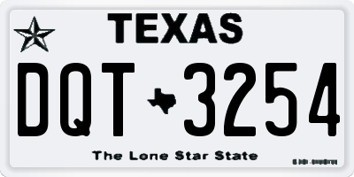 TX license plate DQT3254