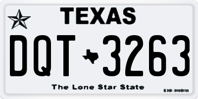 TX license plate DQT3263