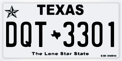 TX license plate DQT3301
