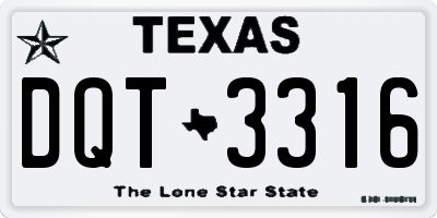 TX license plate DQT3316