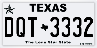 TX license plate DQT3332