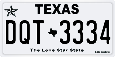 TX license plate DQT3334