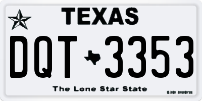 TX license plate DQT3353