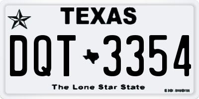 TX license plate DQT3354