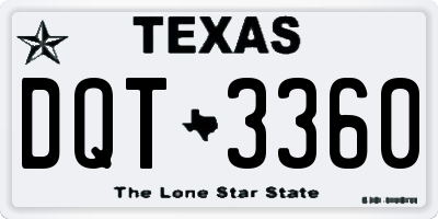 TX license plate DQT3360