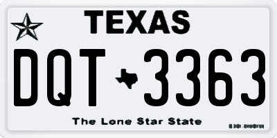 TX license plate DQT3363