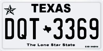 TX license plate DQT3369