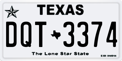 TX license plate DQT3374