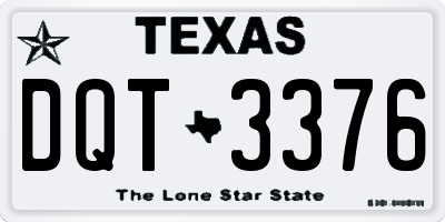 TX license plate DQT3376