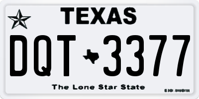 TX license plate DQT3377