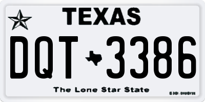 TX license plate DQT3386