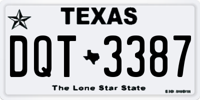 TX license plate DQT3387