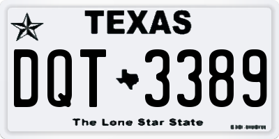 TX license plate DQT3389