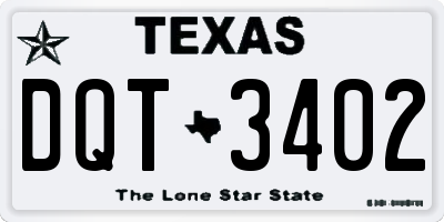 TX license plate DQT3402