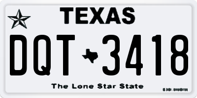 TX license plate DQT3418