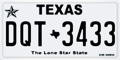 TX license plate DQT3433