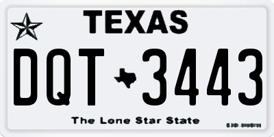 TX license plate DQT3443