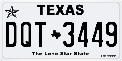 TX license plate DQT3449