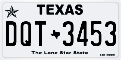 TX license plate DQT3453