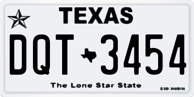 TX license plate DQT3454