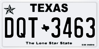 TX license plate DQT3463