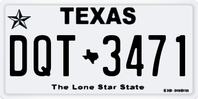 TX license plate DQT3471