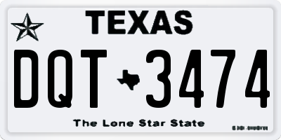 TX license plate DQT3474