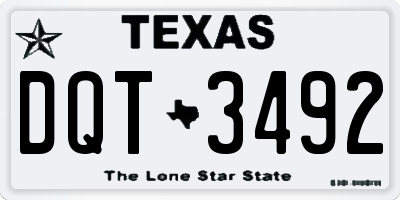 TX license plate DQT3492