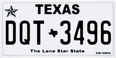 TX license plate DQT3496
