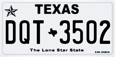 TX license plate DQT3502