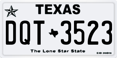 TX license plate DQT3523