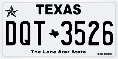 TX license plate DQT3526