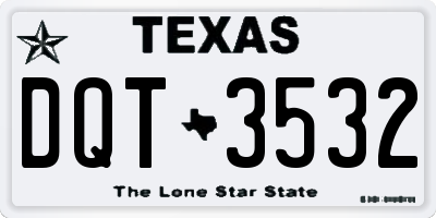 TX license plate DQT3532
