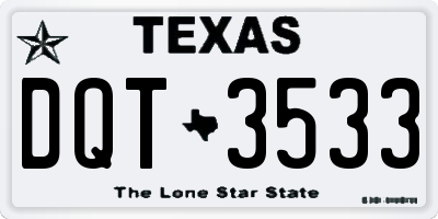 TX license plate DQT3533