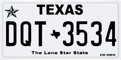 TX license plate DQT3534