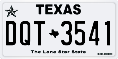 TX license plate DQT3541