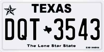 TX license plate DQT3543