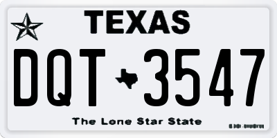 TX license plate DQT3547