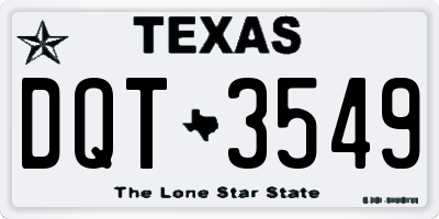 TX license plate DQT3549