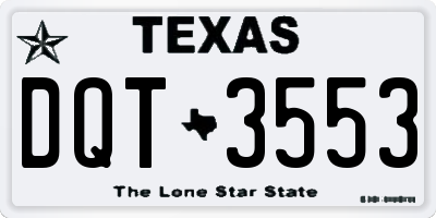TX license plate DQT3553