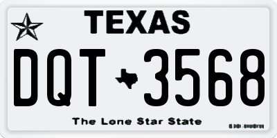 TX license plate DQT3568