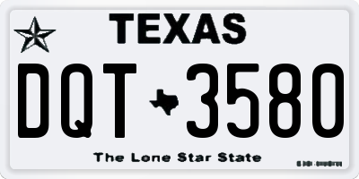 TX license plate DQT3580