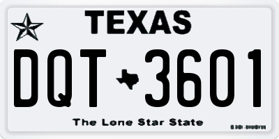TX license plate DQT3601
