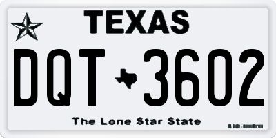 TX license plate DQT3602