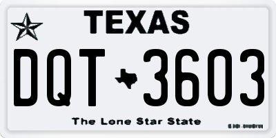 TX license plate DQT3603