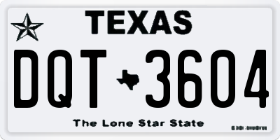 TX license plate DQT3604