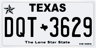 TX license plate DQT3629