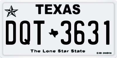 TX license plate DQT3631