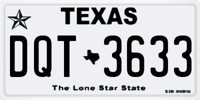 TX license plate DQT3633