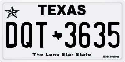 TX license plate DQT3635